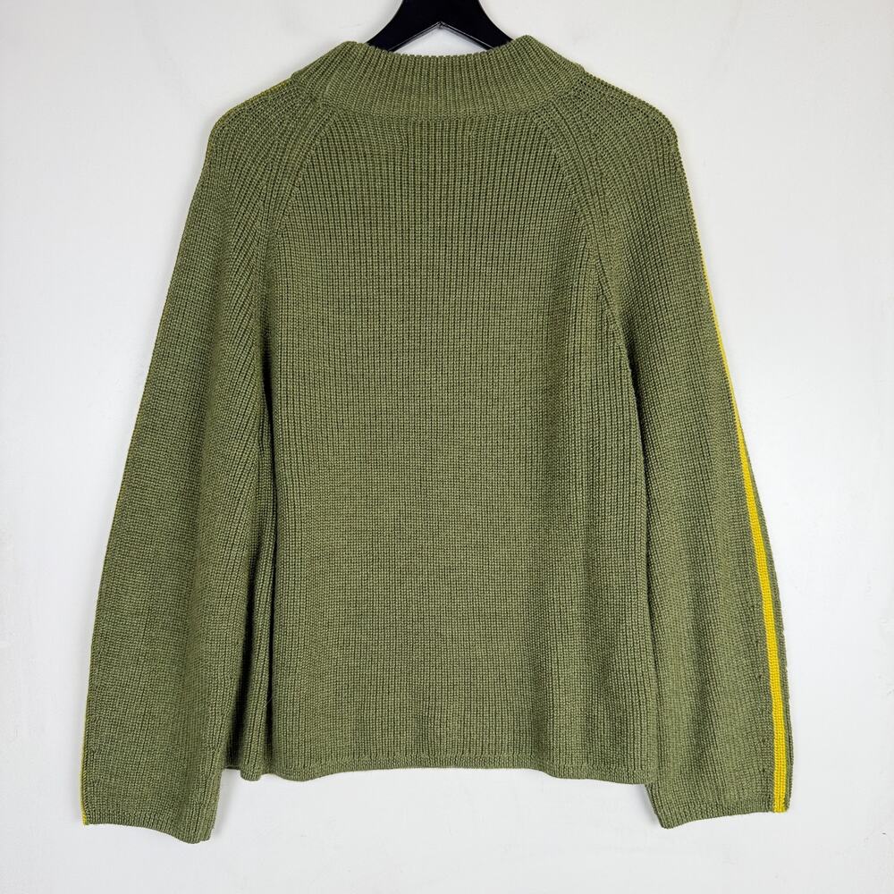 Velvet by Graham & Spencer Teagan Mock Neck Sweater Wool Green Yellow Stripe - L - Picture 6 of 9